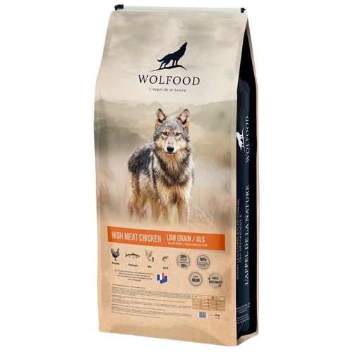 Croquettes pour chien Wolfood High Meat Chicken - Low Grain